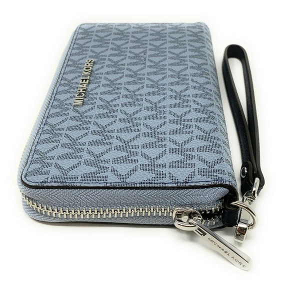 Michael Kors Jet Set Travel Large Wallet Pale Blue - Picture 3 of 4
